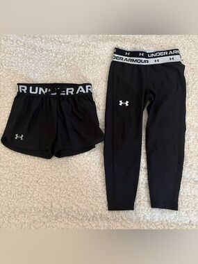 Under Armour Girls' Black Leggings and Shorts Active Set